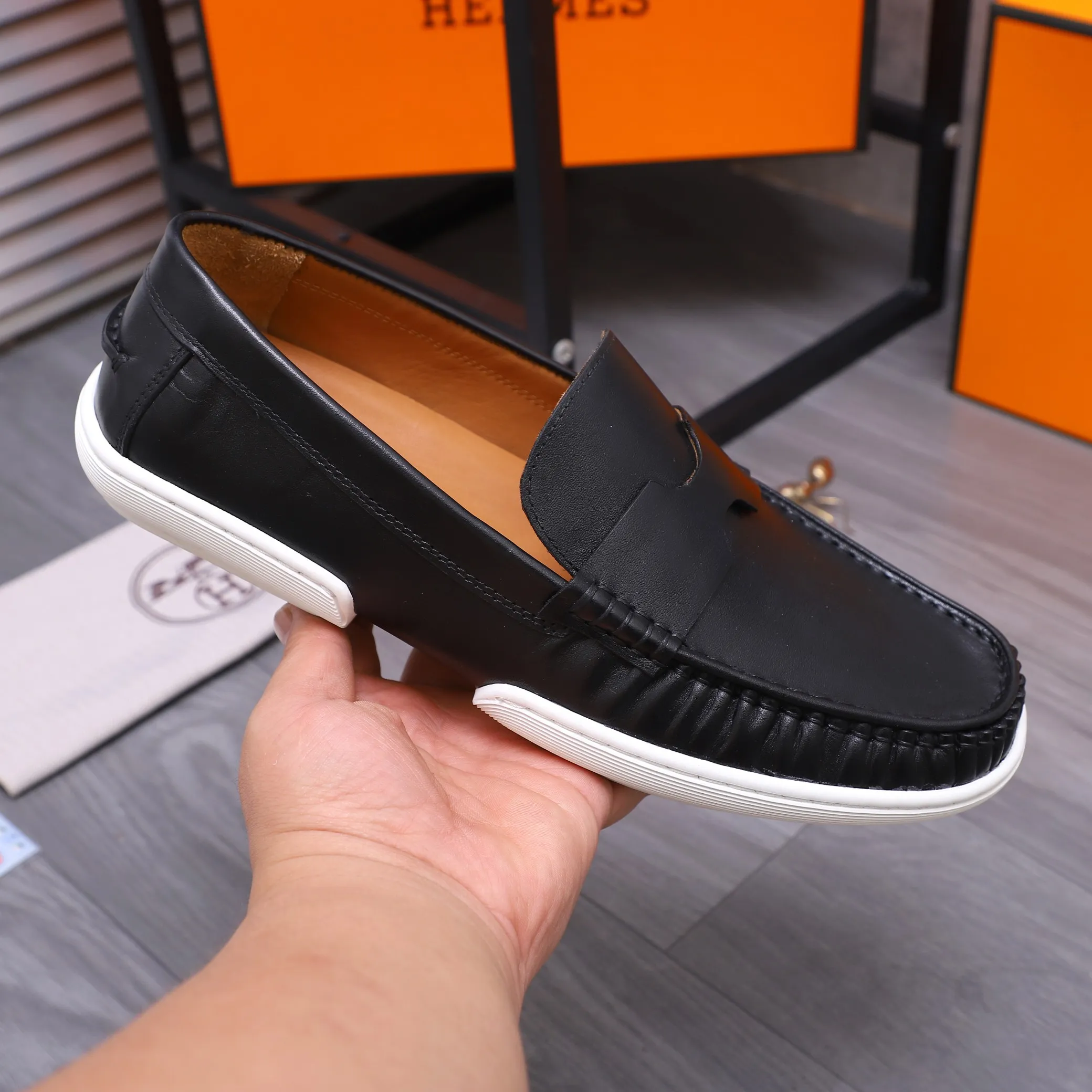 Men's shoes 💰500 Product trademark: HERMES "Hermes" casual slip-on leather shoes Regular size: 38-46 (45.46 custom-made, non-refundable) Product materials: Selected high-quality cowhide upper, cowhide lining, original outsole
